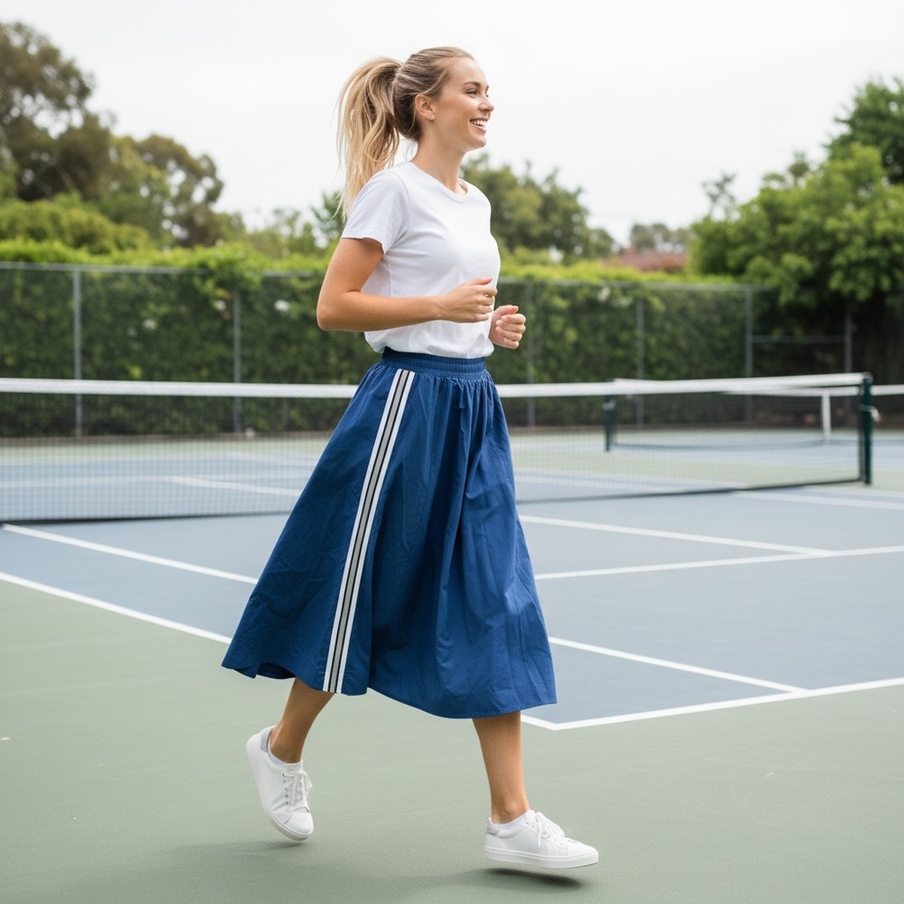 Anthropologie Daily Practice Game Day Track Midi Skirt MEDIUM